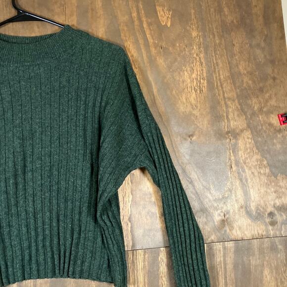Madewell Womens Sweater Forest Green Ribbed Knit Mock Neck XLarge - Picture 5 of 11